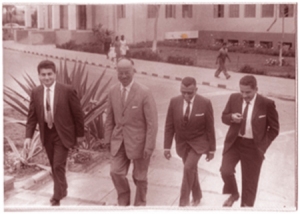 Con Rector Mario Samamé Boggio y Vicerectores Roberto Heredia y Germán de la Fuente, UNI, 1964, Lima, Perú